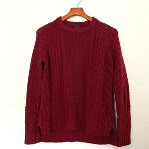 THEORY Burgundy Cable Knit Sweater